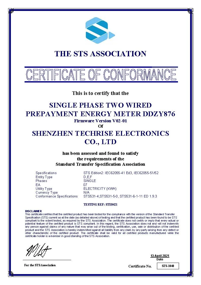 DDZY876 STS Prepayment Single Phase Two Wire Split Keypad Electronic Smart Energy Meter